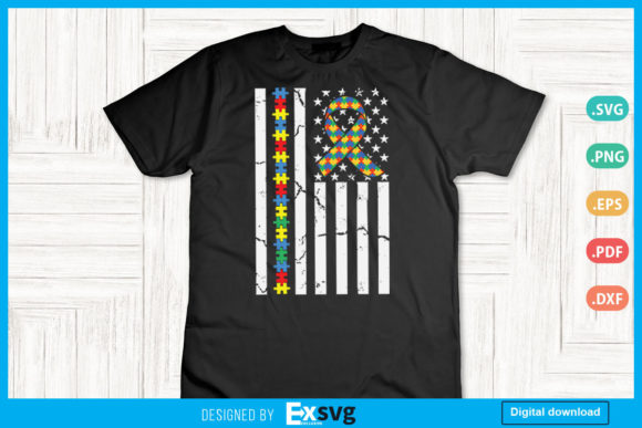 American Flag Autism Awareness Design