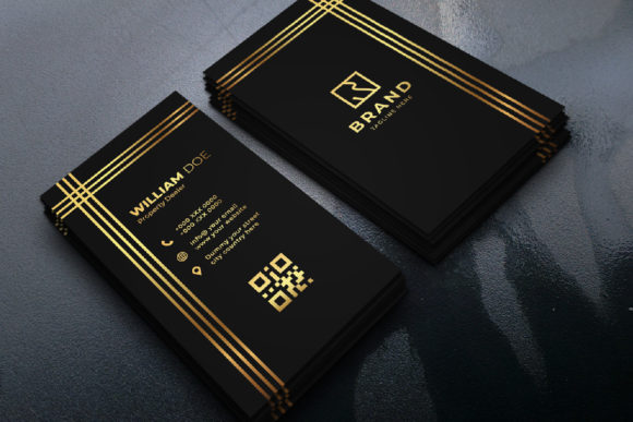 Creative and Modern Gold Black Vertical Business Card