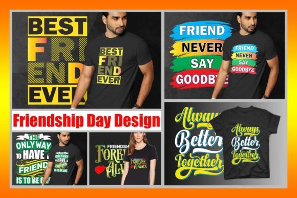 Typography Friendship Day T-Shirt Bundle: A Versatile Design Solution for Creators and Businesses